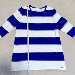 Calvin Klein 3/4 Sleeve Striped Top - Size S